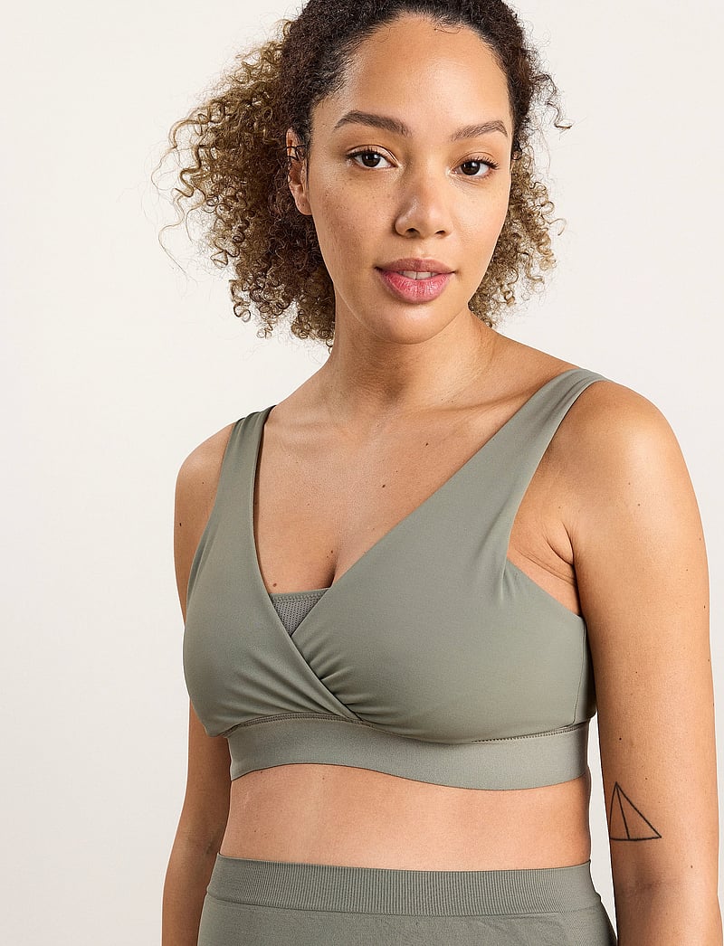 Lindex - Sport Bra Naima Nursing wrap - treenivaatteet - dark green - 5