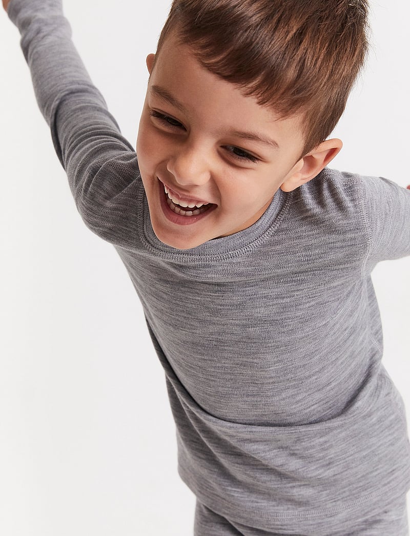 Lindex - Long-sleeved top in merino wool - grey melange - 0