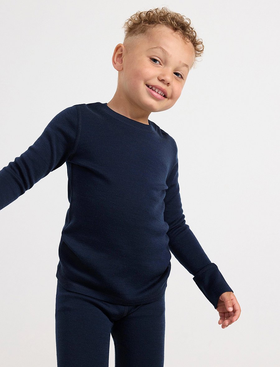 Lindex - Long-sleeved top in merino wool - aluskihina kantavad alussärgid - navy - 0
