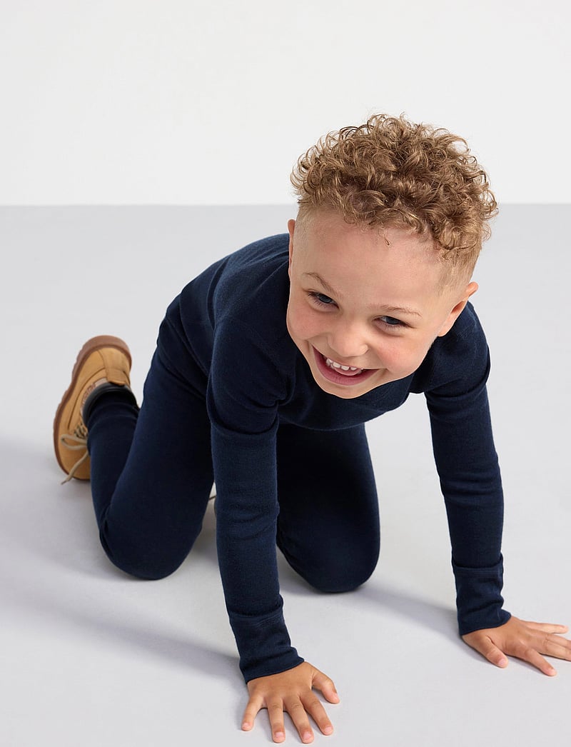 Lindex - Top merino wool solid - alusriided beebidele - navy - 3