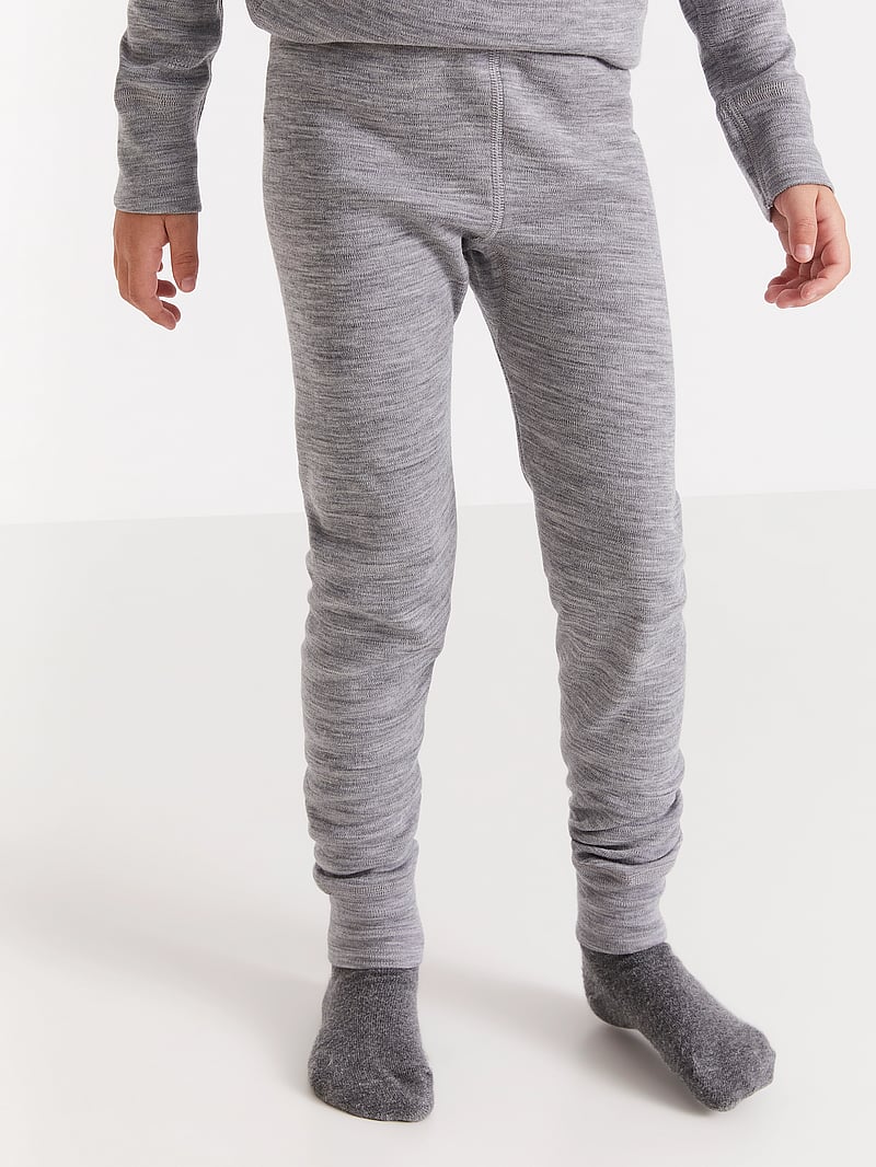 Lindex - Longjohns merino wool solid - aluskihina kantavad püksid - grey melange - 0