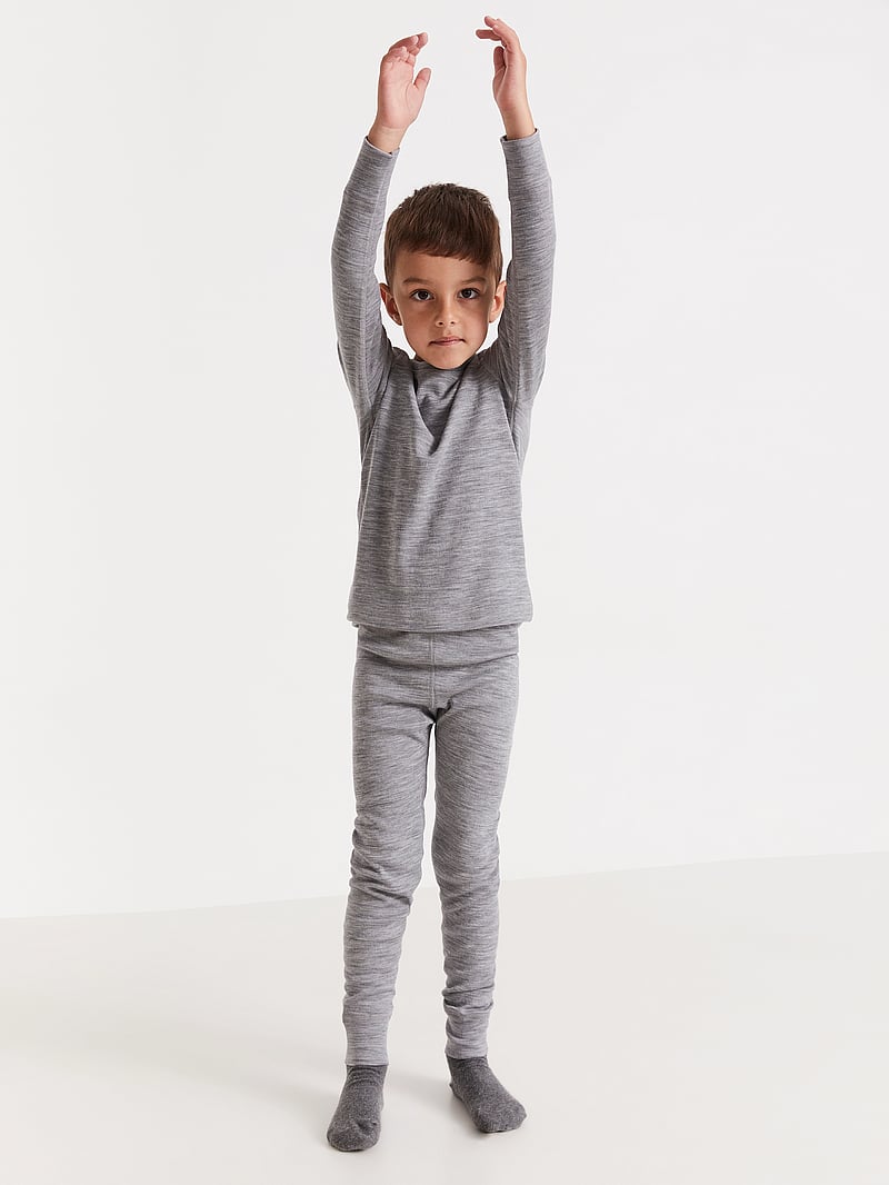 Lindex - Longjohns merino wool solid - aluskihina kantavad püksid - grey melange - 4