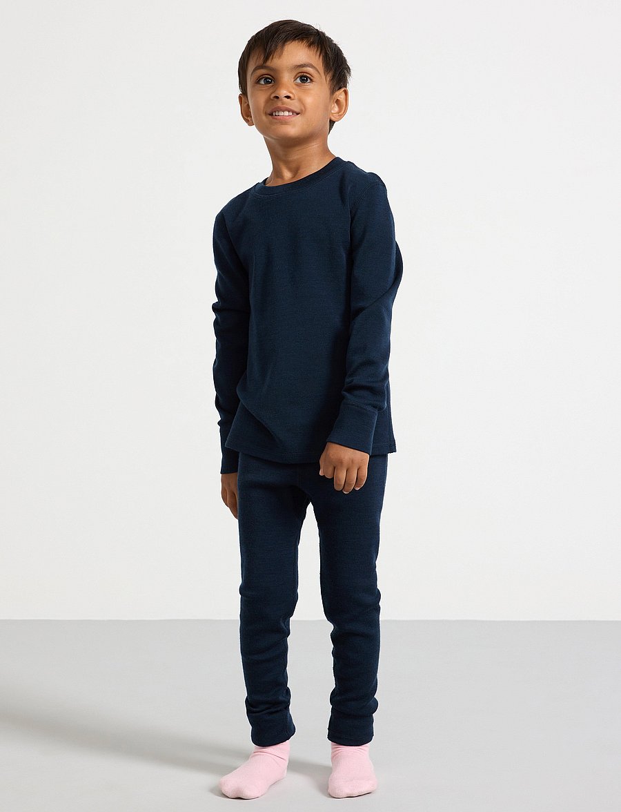 Lindex - Long johns in merino wool - navy - 0