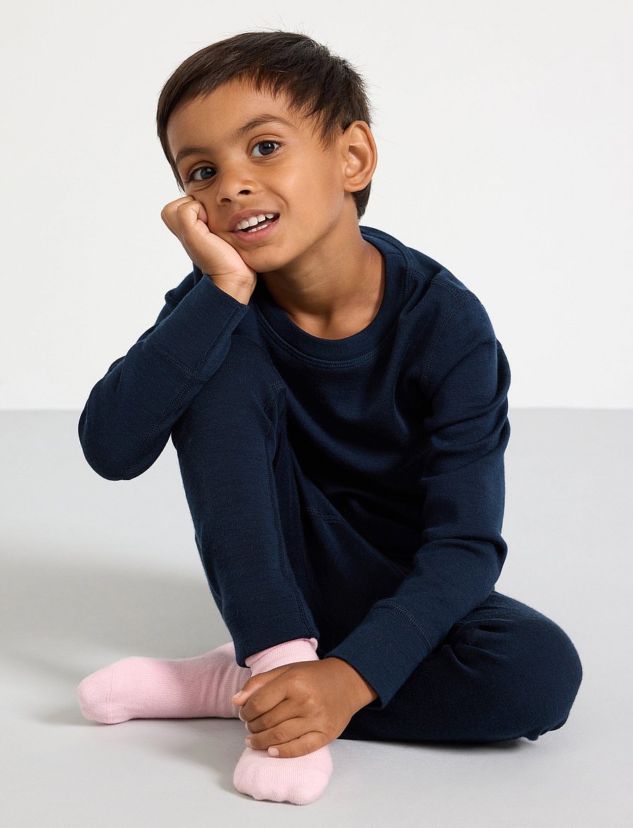Lindex - Long johns in merino wool - navy - 4
