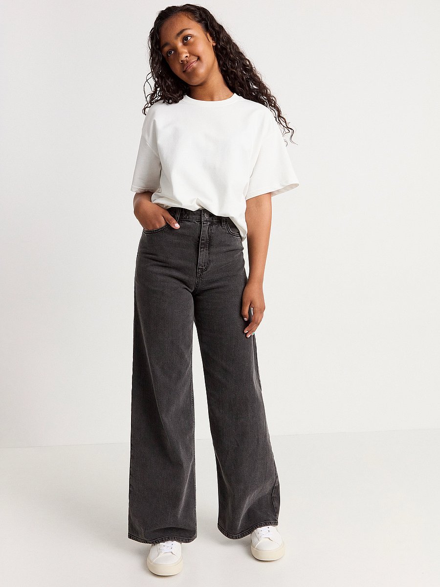Lindex - Trousers denim Viola black ext - hosen mit weitem bein - black - 4