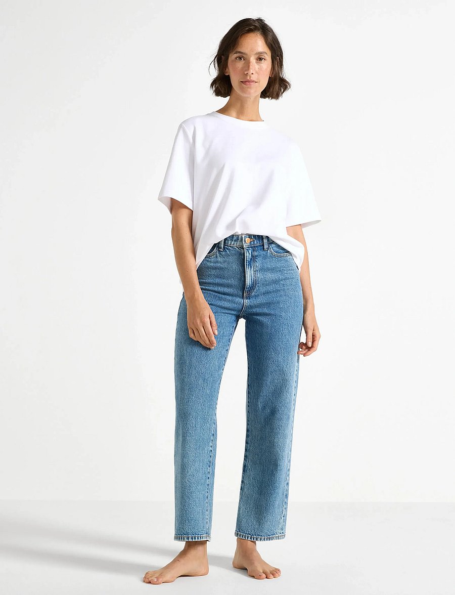 Lindex - WIDE Hanna cropped jeans with light stretch - raka jeans - denim blue - 0