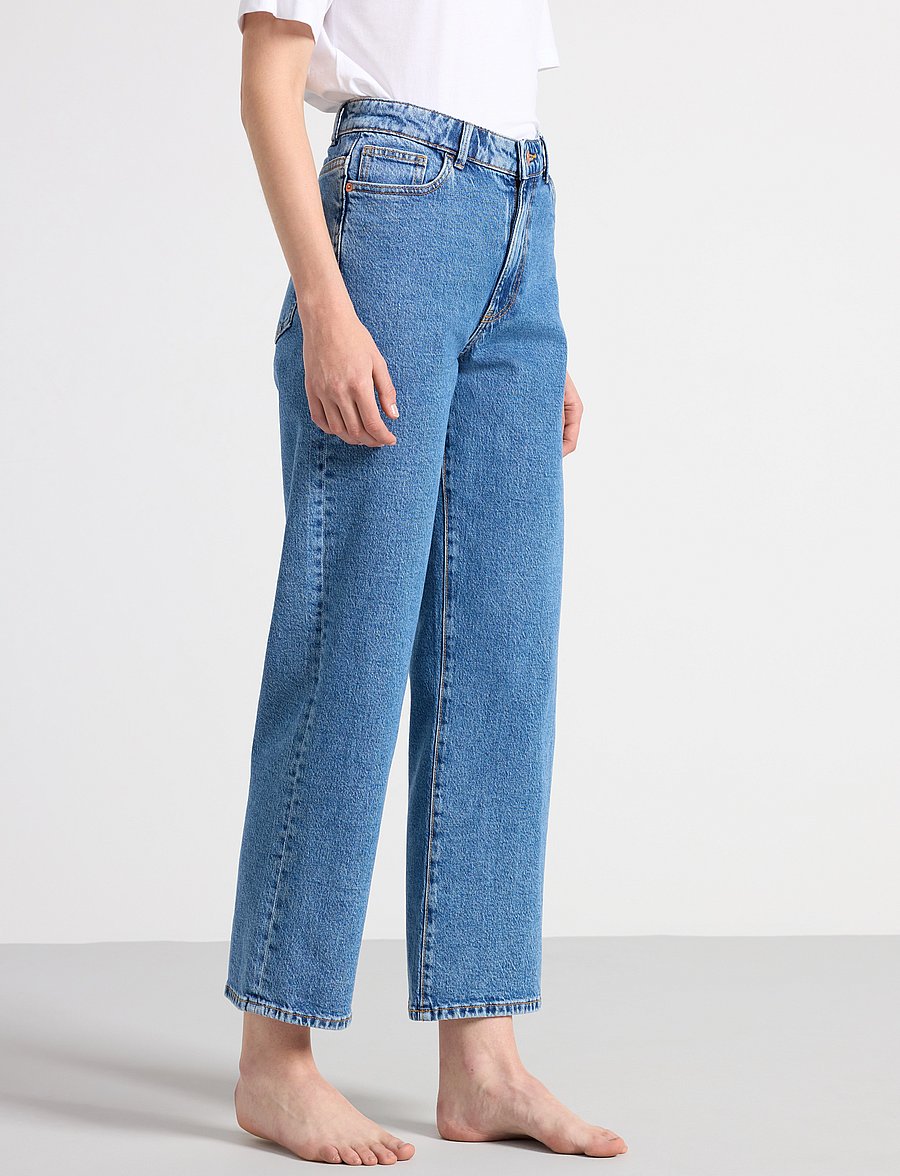Lindex - WIDE Hanna cropped jeans with light stretch - raka jeans - denim blue - 5