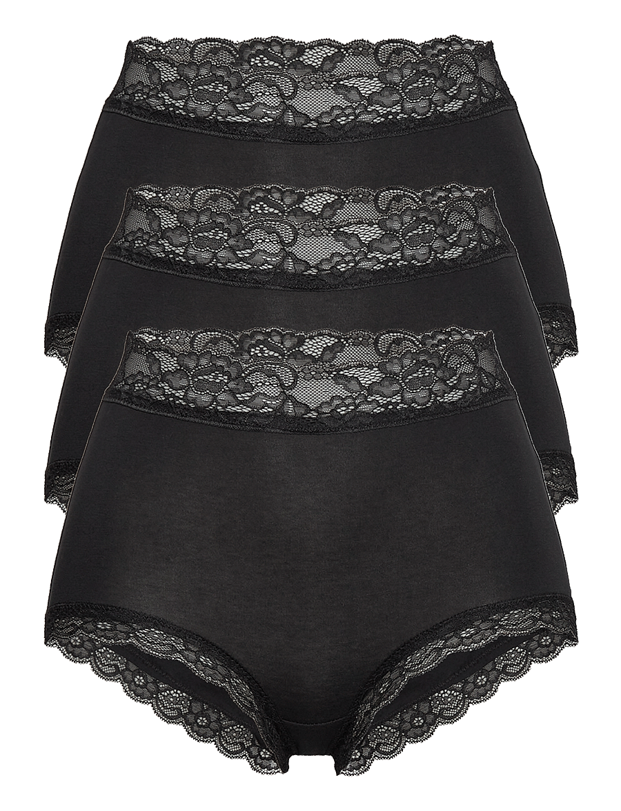 Lindex - Brief 3 pack Emelie lace high - hipsters & hotpants - black - 1