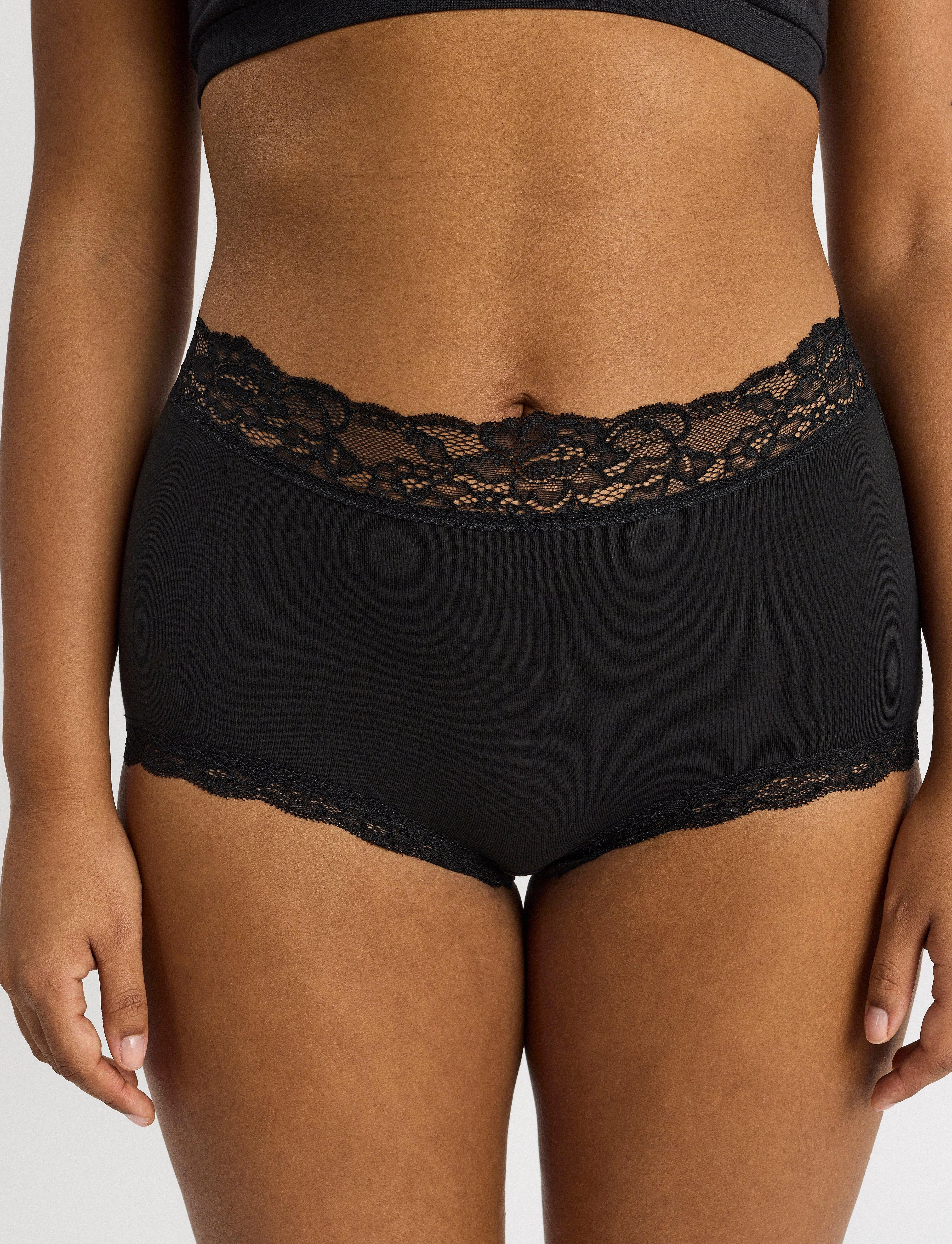 Lindex Brief 3 Pack Emelie Lace High, Kvinder, 3-pak Højtaljede Blonde Trusser, Sort, Str: 34