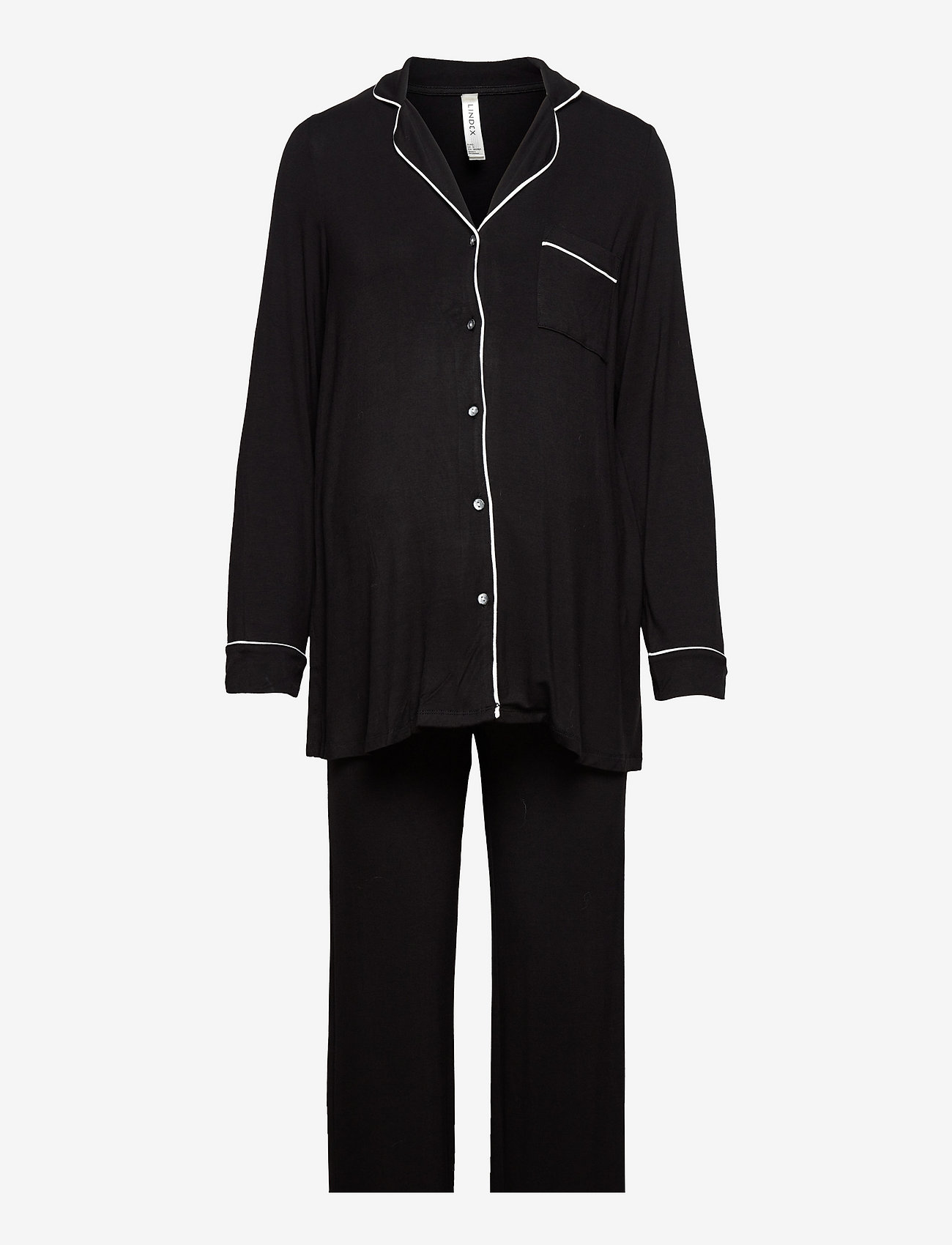 Lindex - Maternity Soft Piping Pj Jerse - fødselsdagsgaver - black - 1
