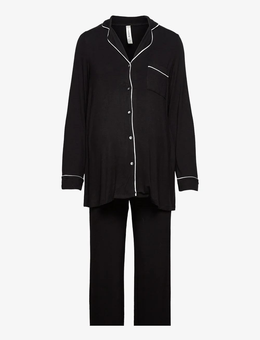 Lindex - Maternity Soft Piping Pj Jerse - undertøj - black - 1