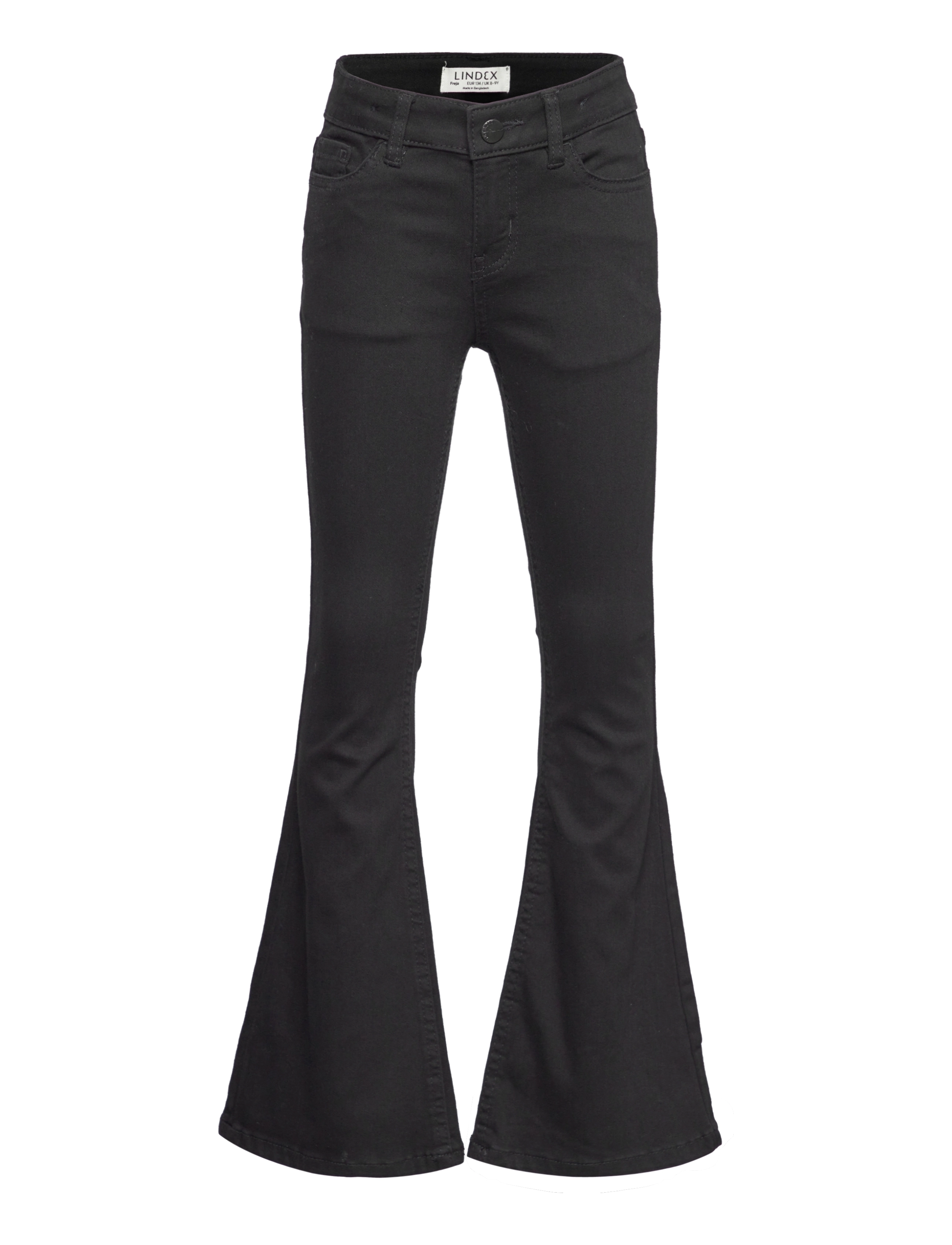 Lindex Trousers denim Freja black fla - Teksad - BLACK / black