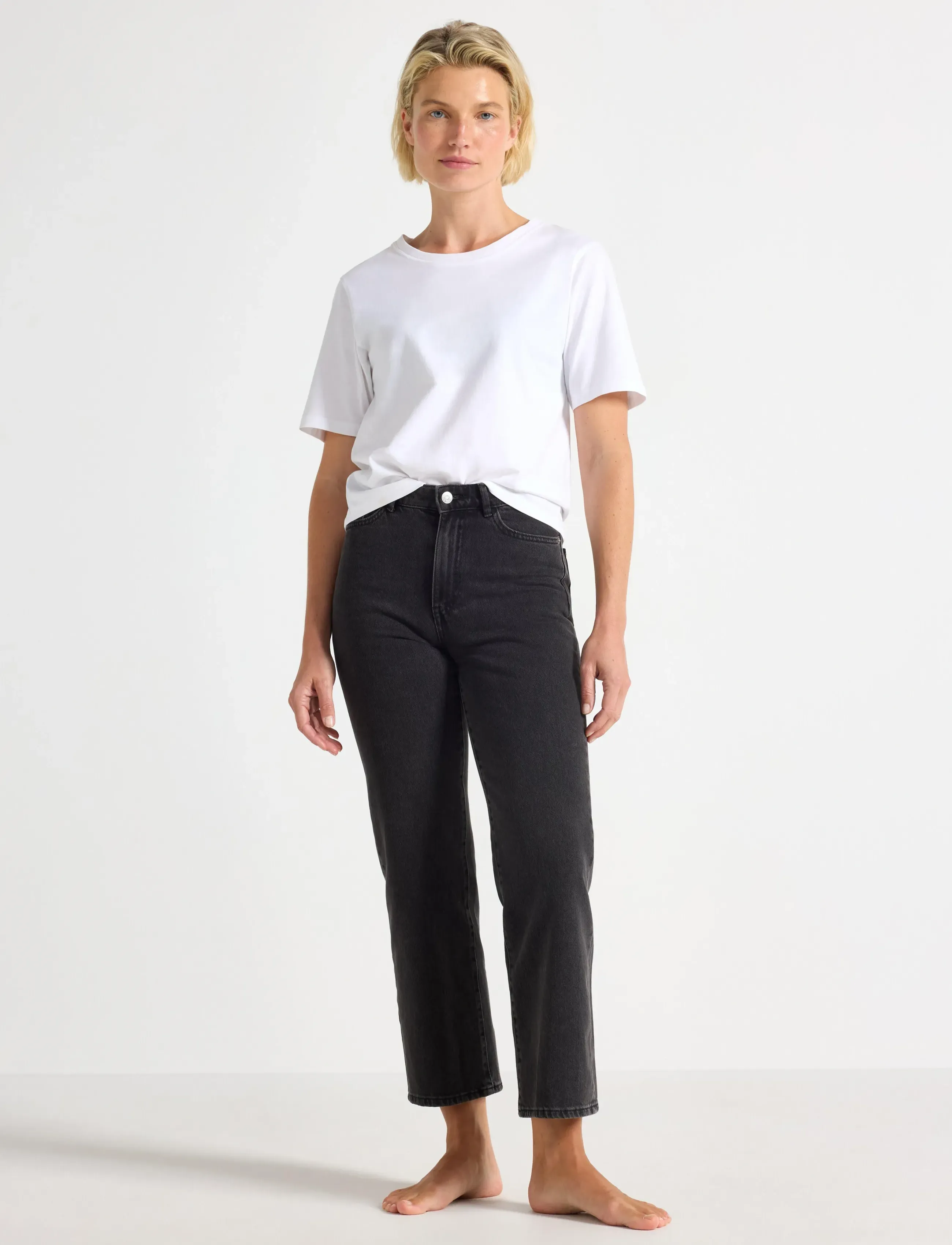 Lindex Trousers Denim Hanna Black, 54, Black, Jeans > Lige-Almindelige, Dame