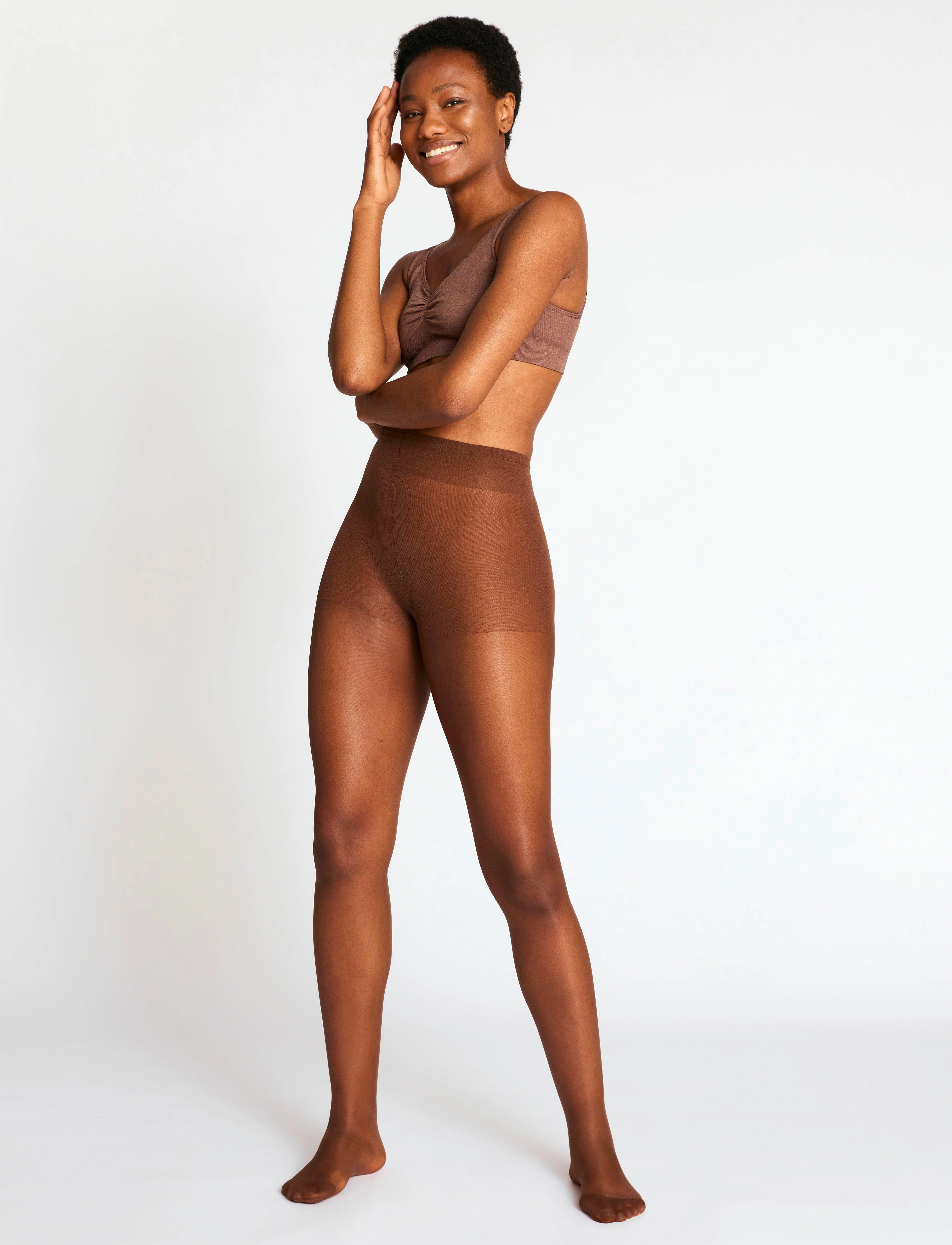 Lindex - Comfort waist semi shine tights 15 denier - særlige begivenheder - brown - 5