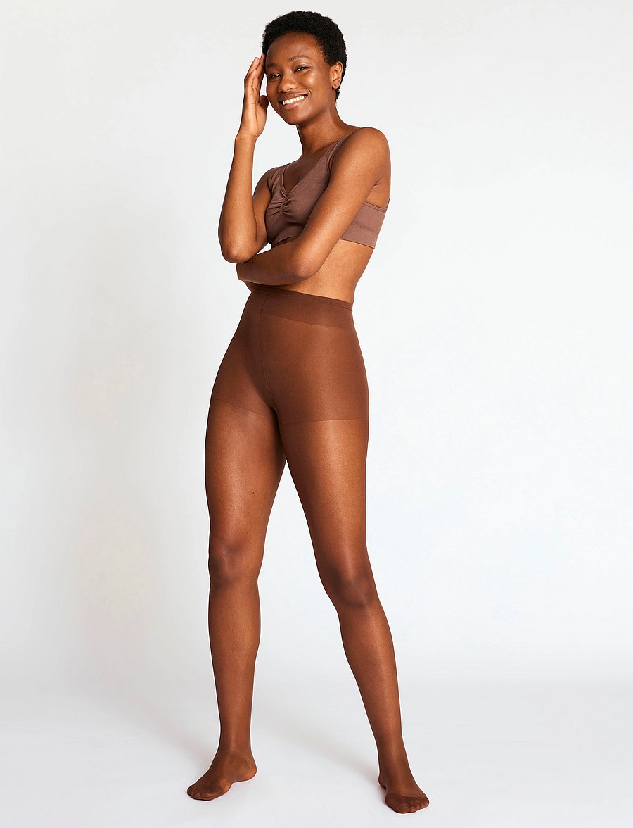 Lindex - Comfort waist semi shine tights 15 denier - særlige begivenheder - brown - 5