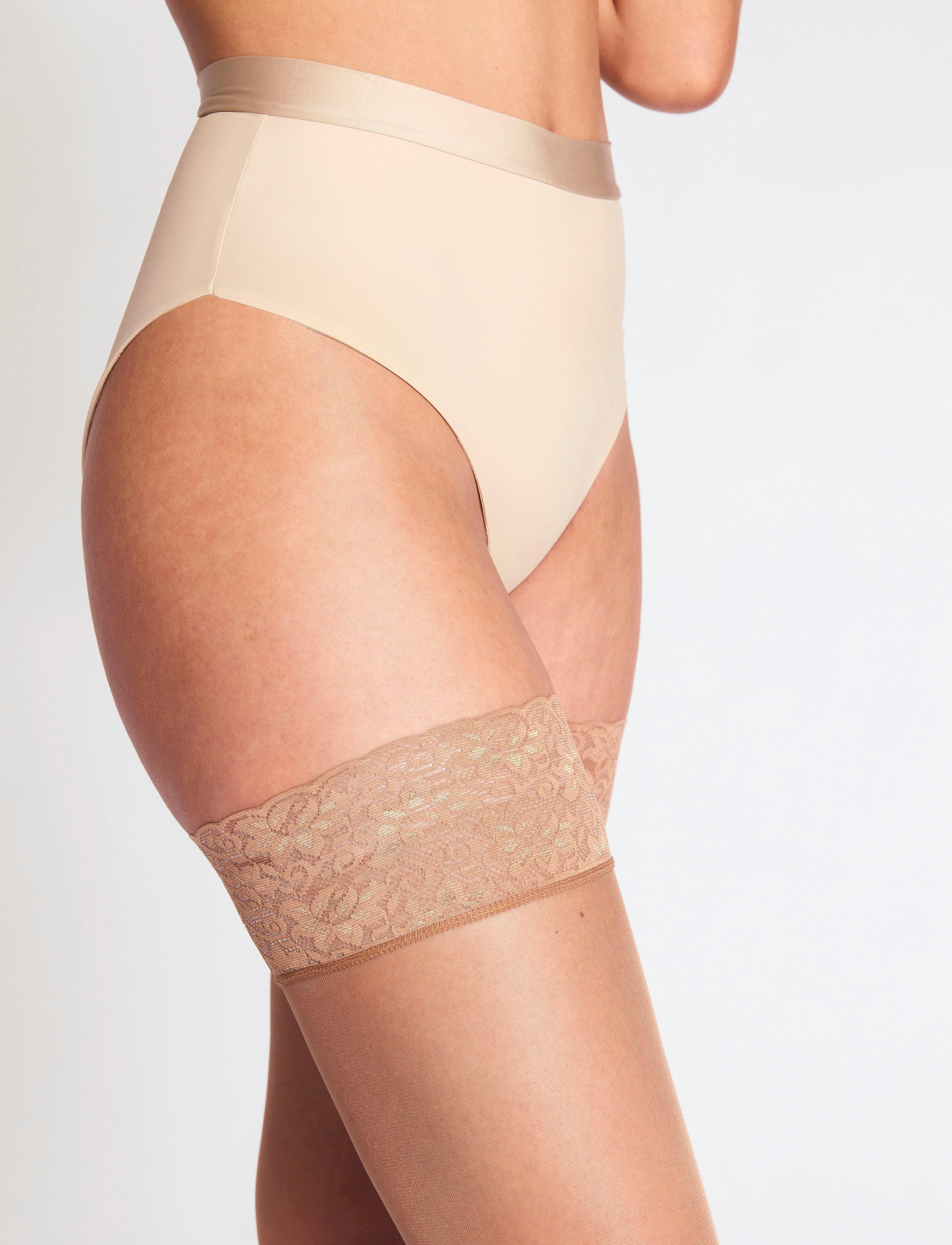 Lindex - Stay Ups 15 Den The Shiny - light beige - 3