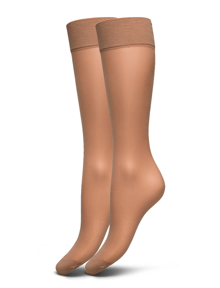Lindex - 2-pack knee-high socks 20 denier - kniestrümpfe - beige - 1