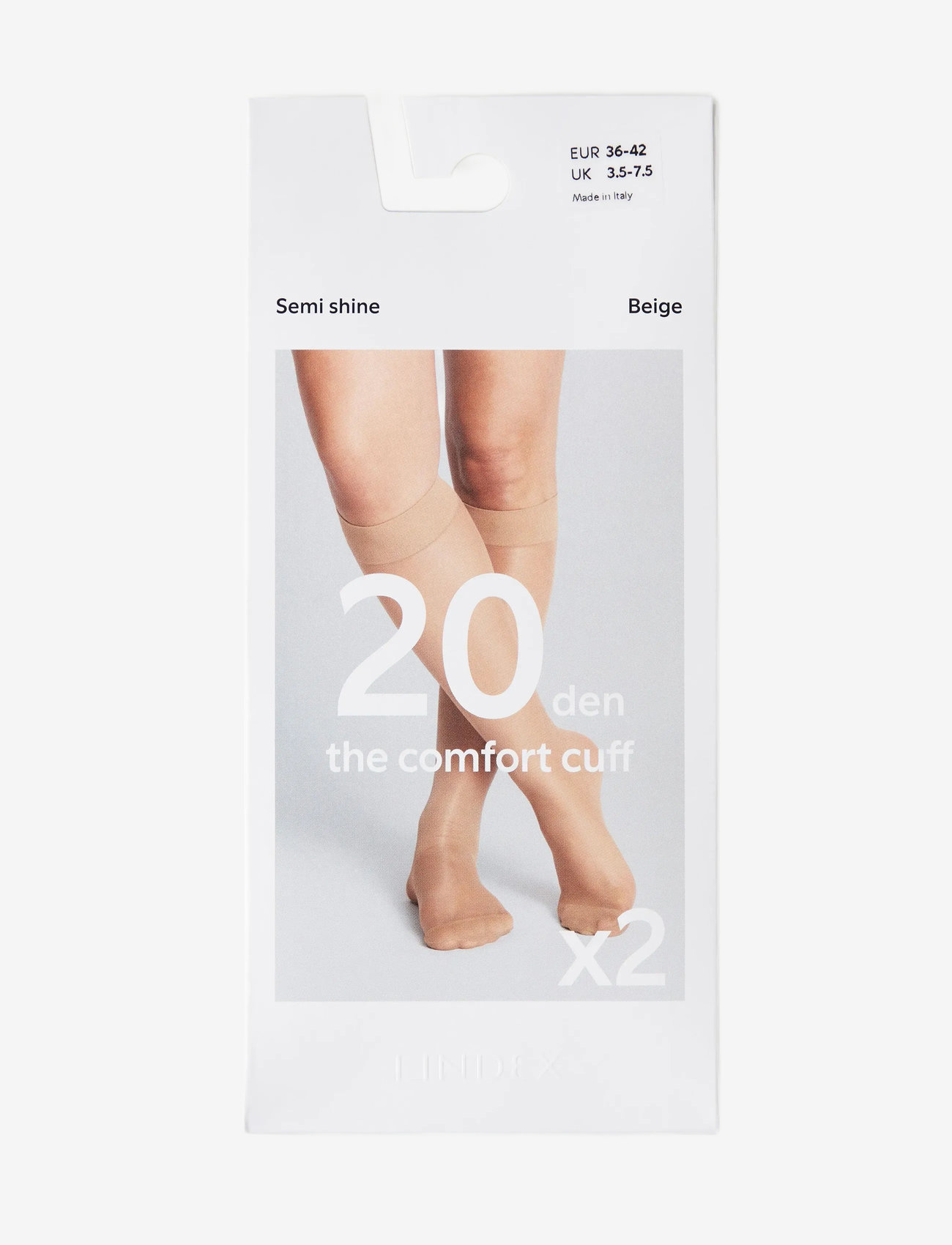 Lindex - Knee high 20 den 2 p The comfo - knæstrømper - beige - 2