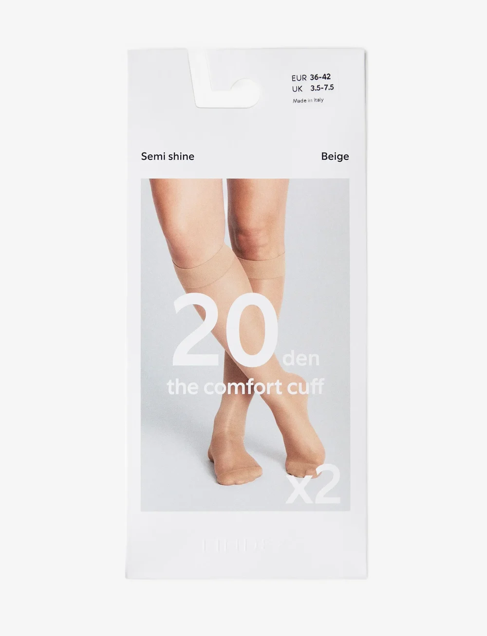 Lindex - Knee high 20 den 2 p The comfo - knæstrømper - beige - 2