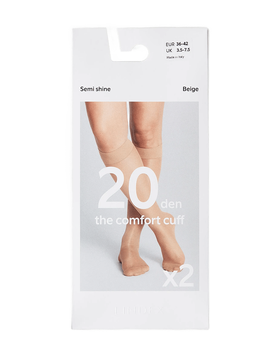Lindex - 2-pack knee-high socks 20 denier - kniestrümpfe - beige - 2