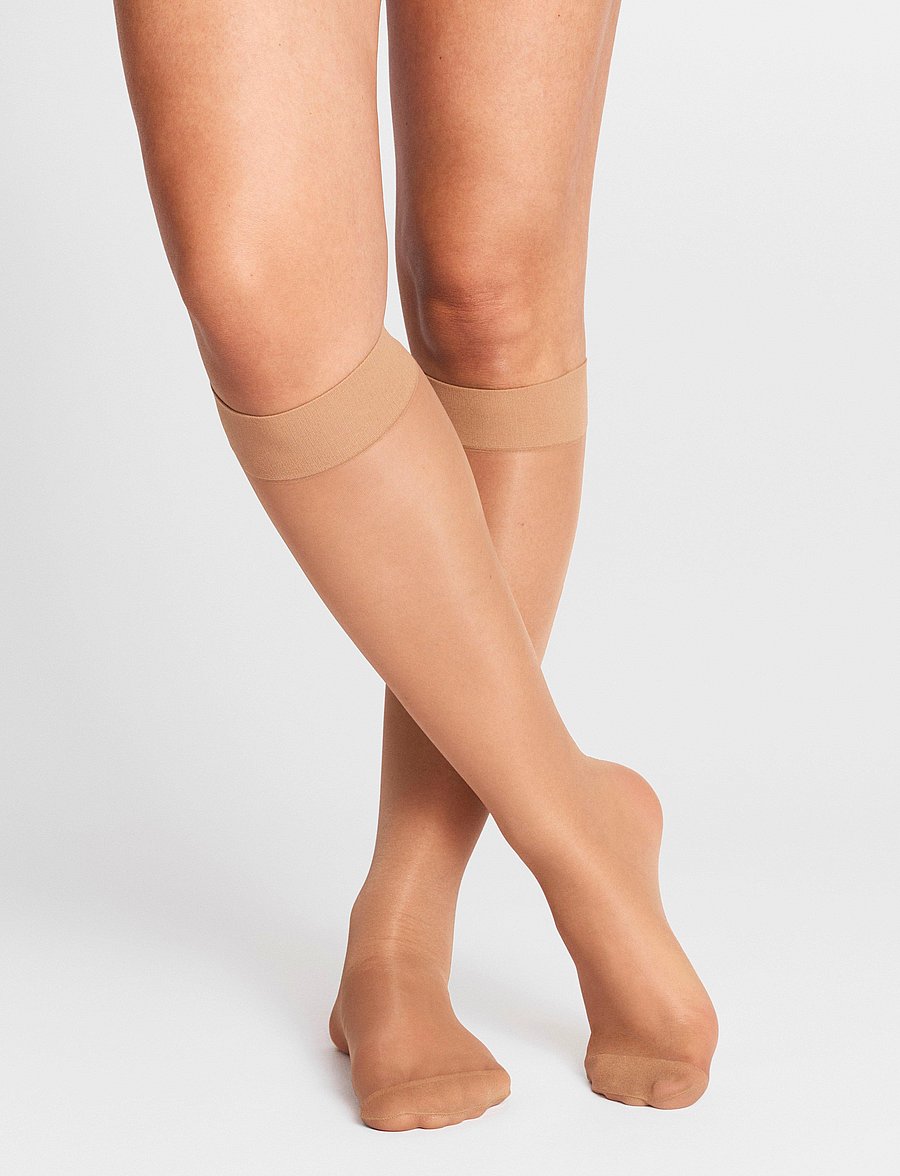 Lindex - 2-pack knee-high socks 20 denier - kniestrümpfe - beige - 0