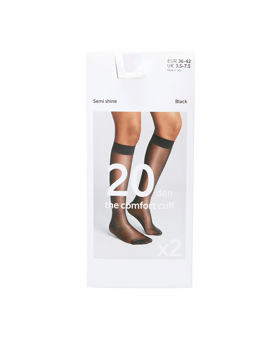 Lindex - 2-pack knee-high socks 20 denier - chaussettes hautes - black - 4