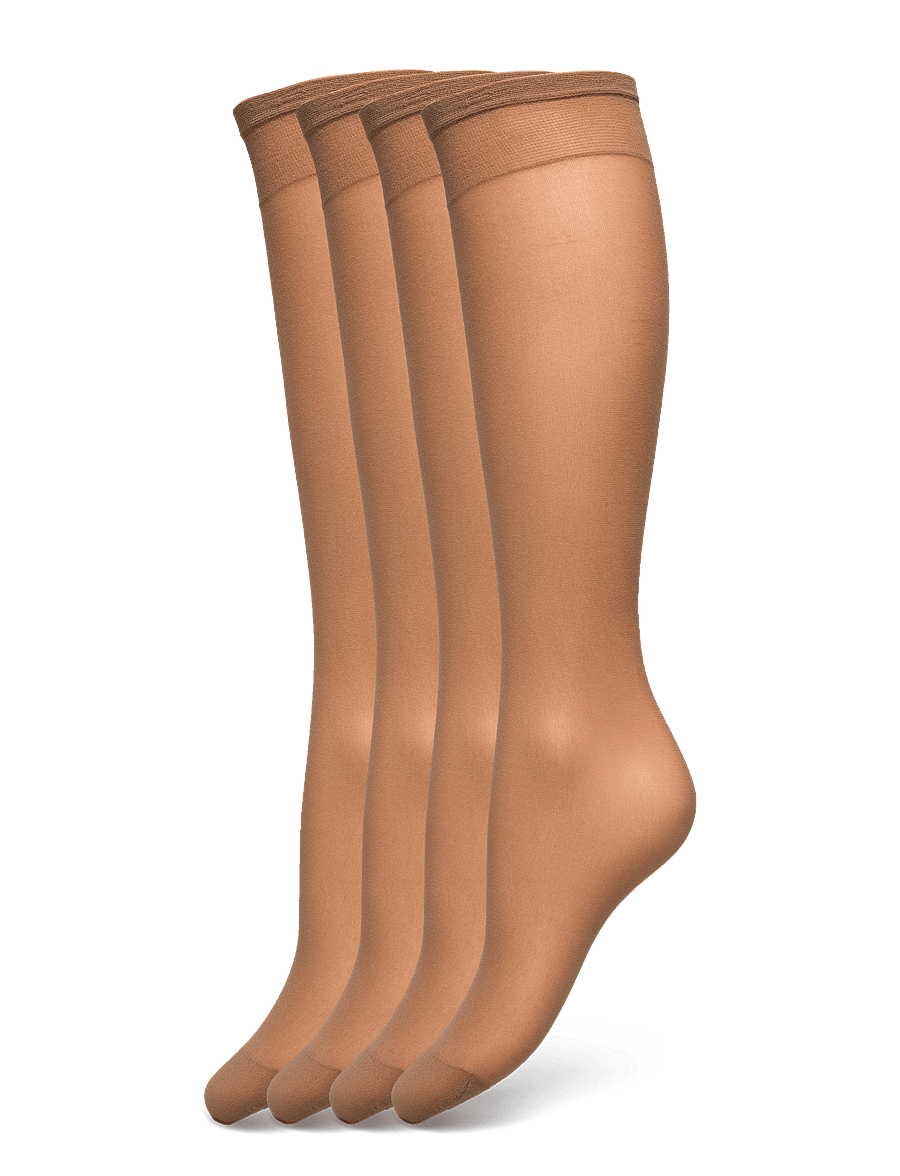 Lindex - 4-pack knee-high socks 20 denier - kniestrümpfe - beige - 1