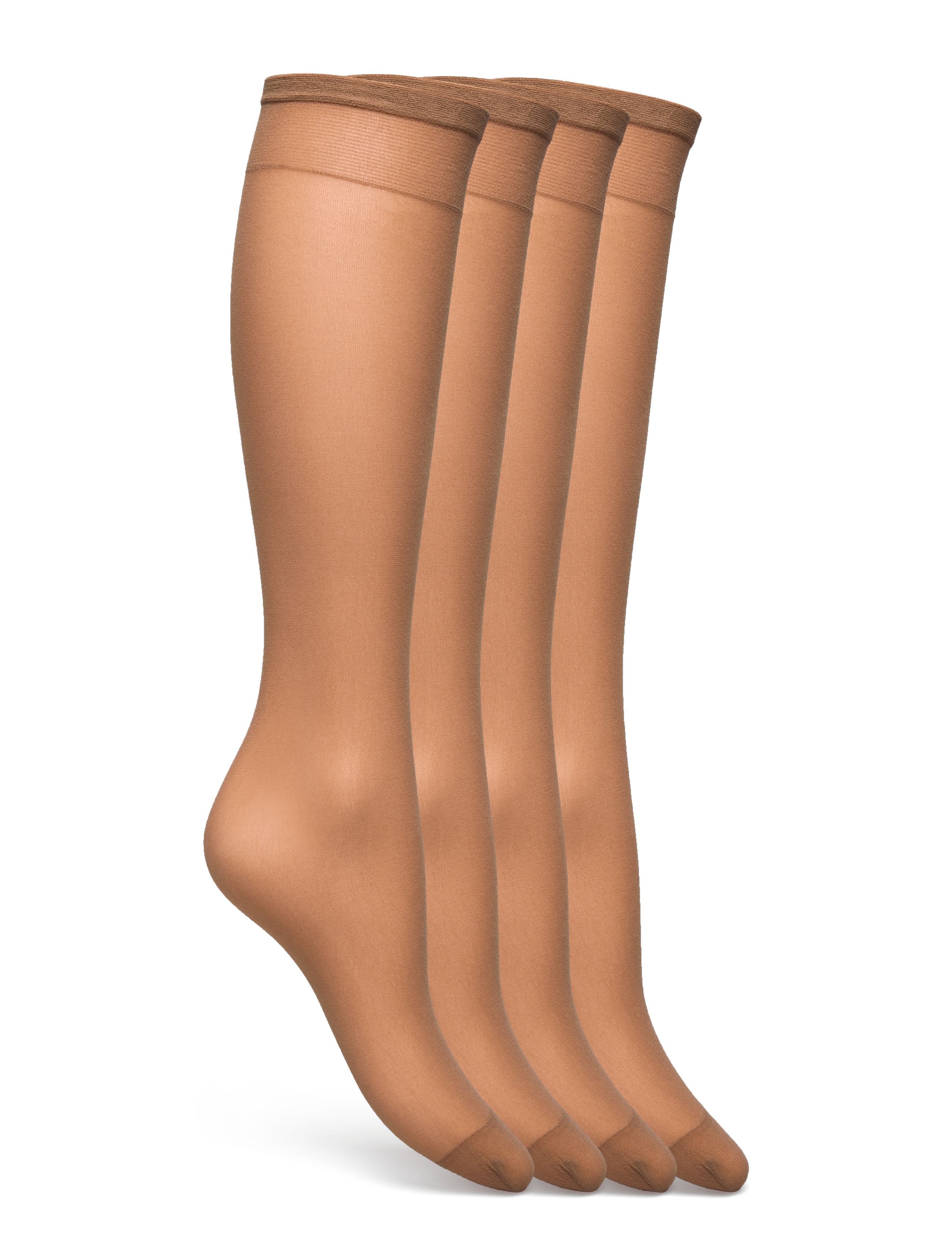 Lindex - 4-pack knee-high socks 20 denier - knæstrømper - beige - 5