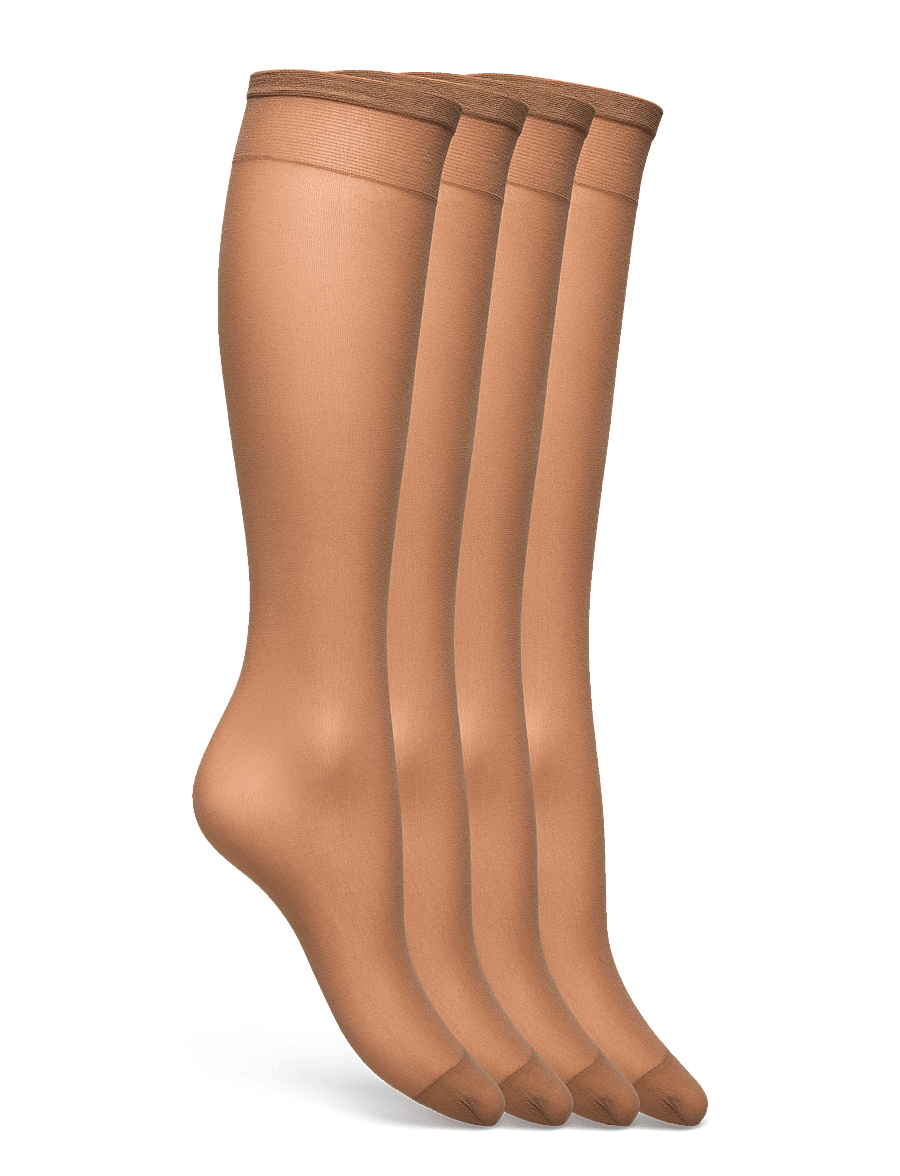Lindex - 4-pack knee-high socks 20 denier - kniestrümpfe - beige - 5