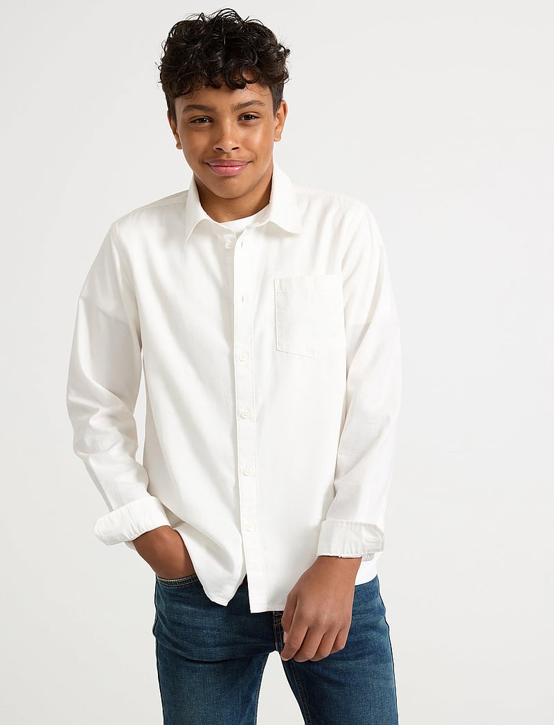 Lindex - Shirt oxford - långärmade skjortor - white - 0