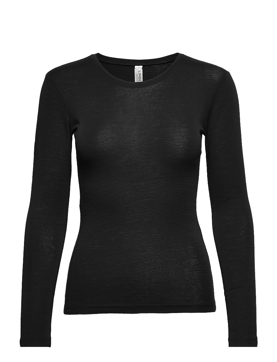 Lindex - Long sleeve top in merino wool - black - 1