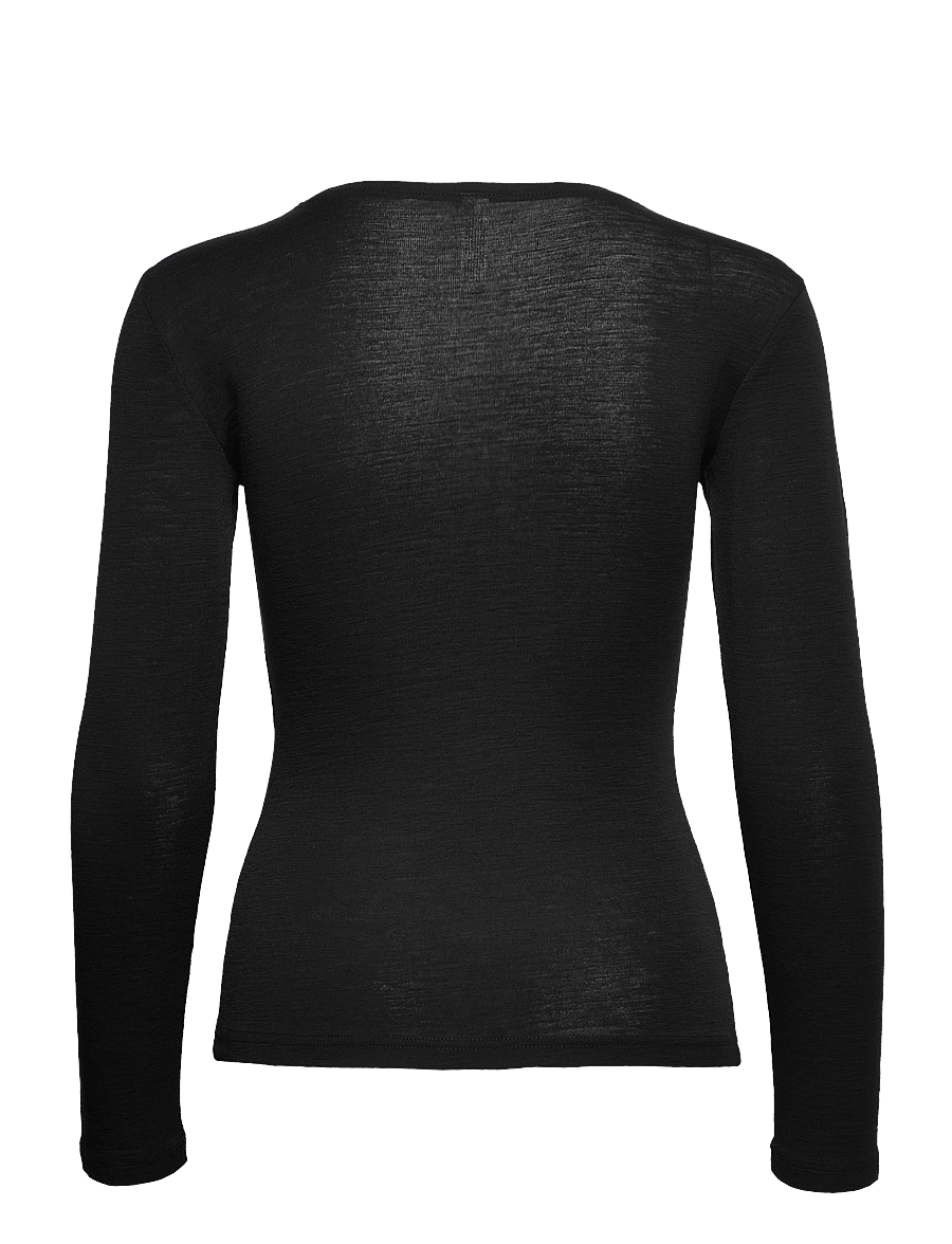 Lindex - Long sleeve top in merino wool - black - 2