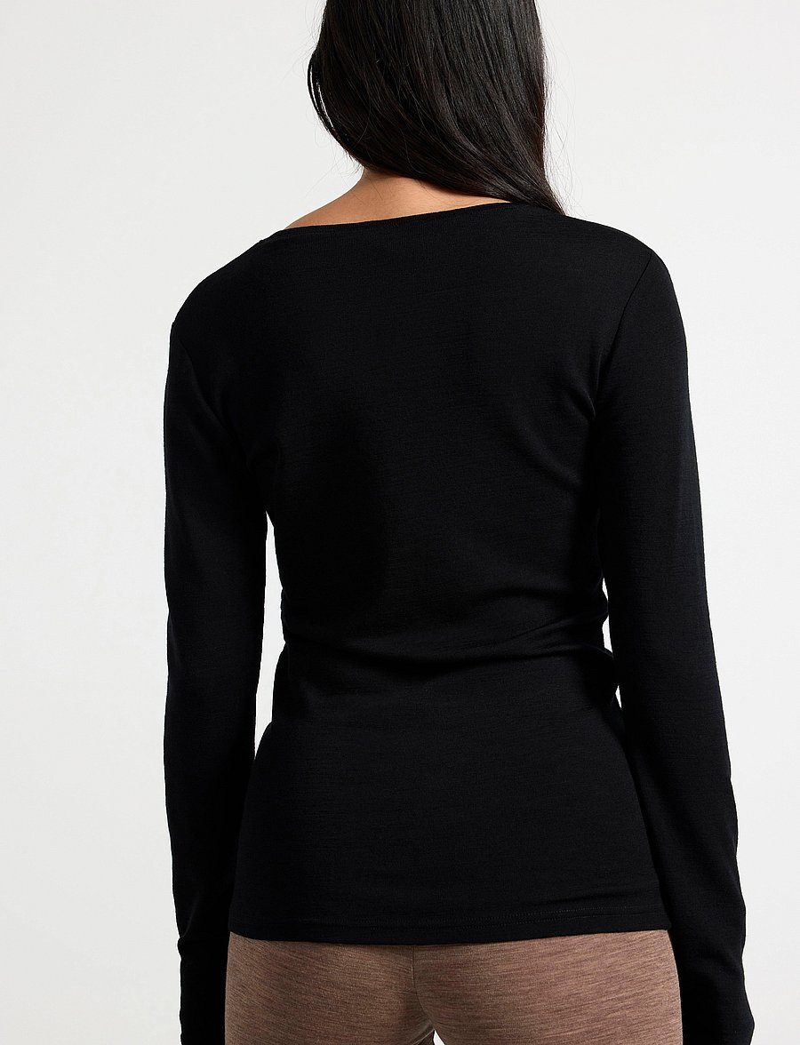 Lindex - Long sleeve top in merino wool - black - 3