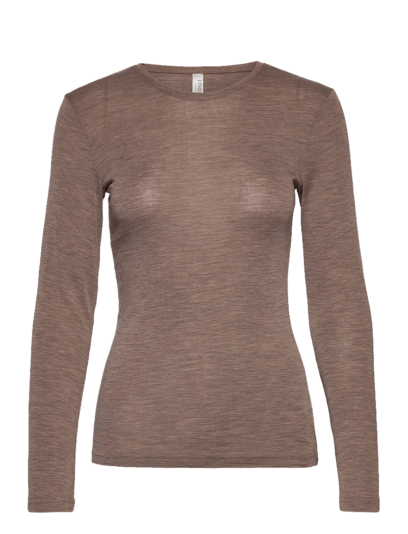 Lindex - Top merino wool LS - overdele - brown melange - 1