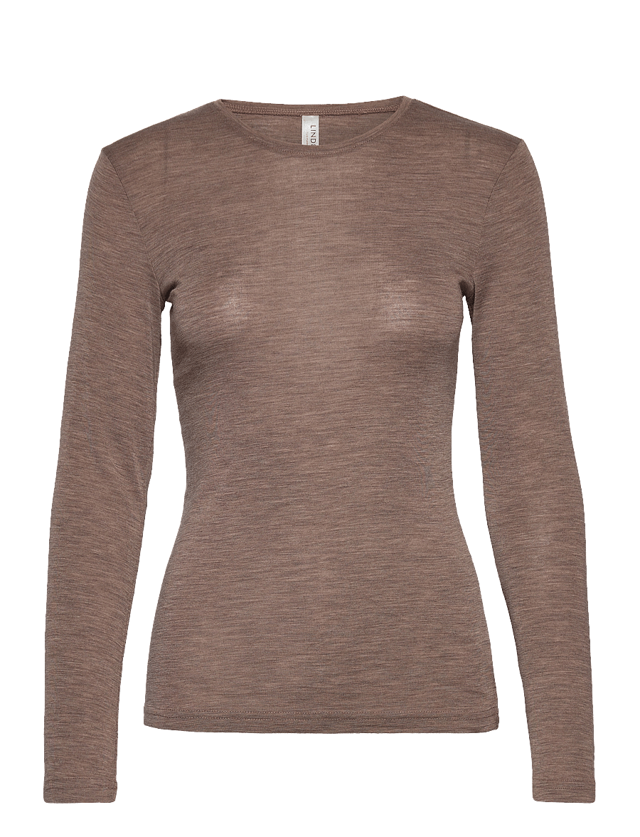 Lindex - Long sleeve top in merino wool - brown melange - 1
