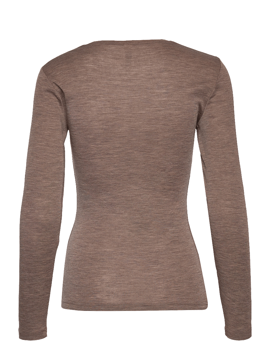 Lindex - Long sleeve top in merino wool - brown melange - 2