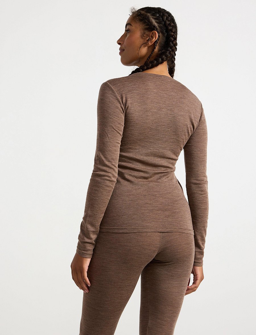 Lindex - Long sleeve top in merino wool - brown melange - 3