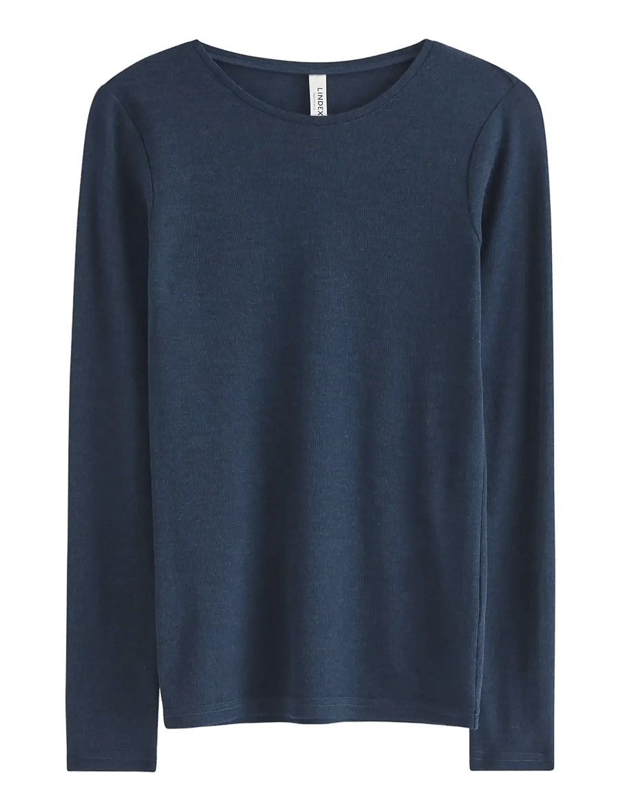 Lindex - Long sleeve top in merino wool - overdele - dark blue - 0