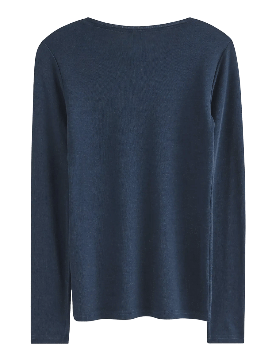 Lindex - Long sleeve top in merino wool - overdele - dark blue - 1
