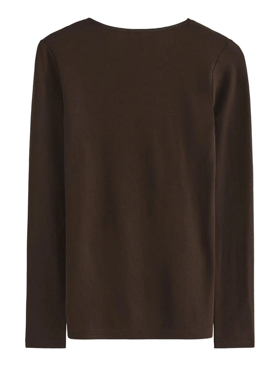Lindex - Long sleeve top in merino wool - overdele - dark brown - 1
