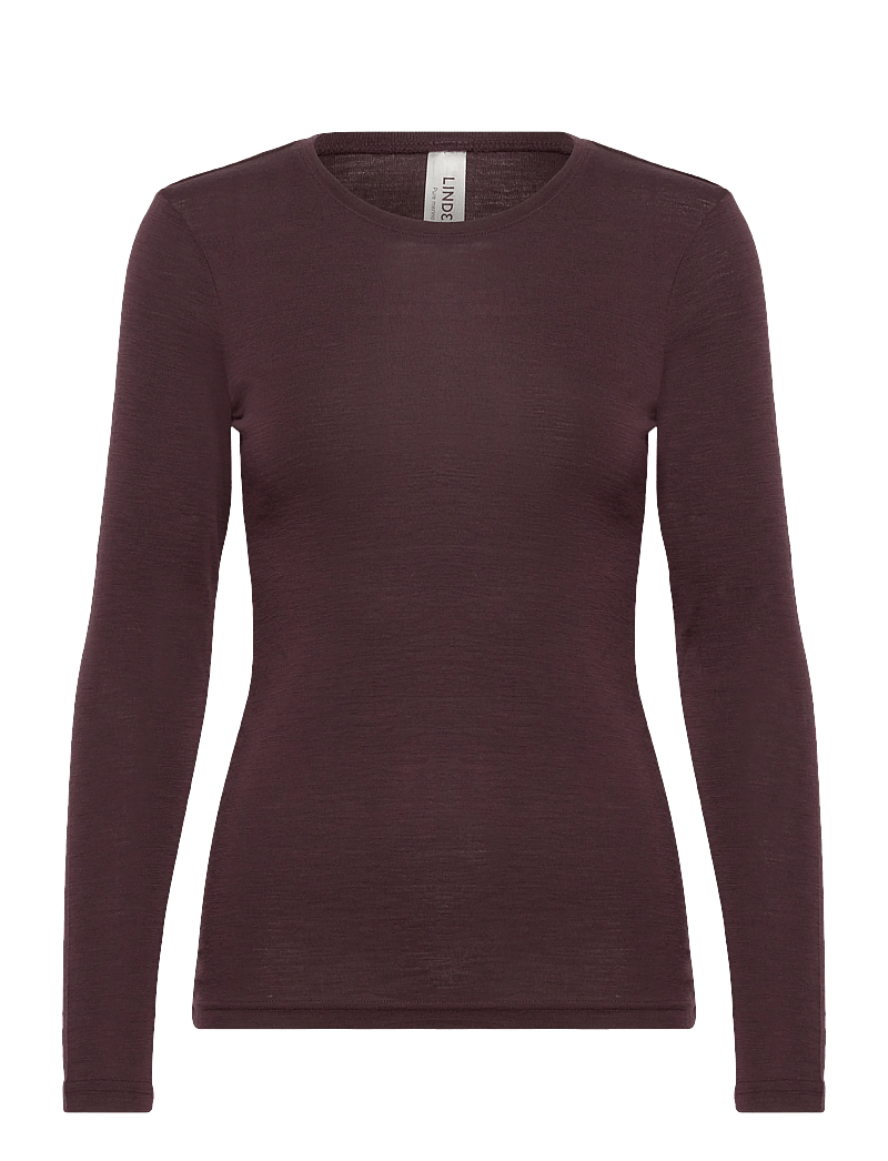 Lindex - Top merino wool LS - yläosat - dark dusty red - 1