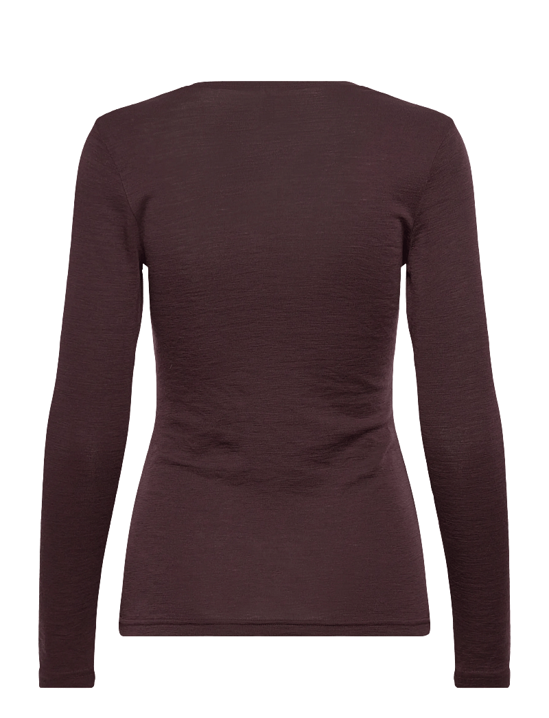 Lindex - Top merino wool LS - yläosat - dark dusty red - 2