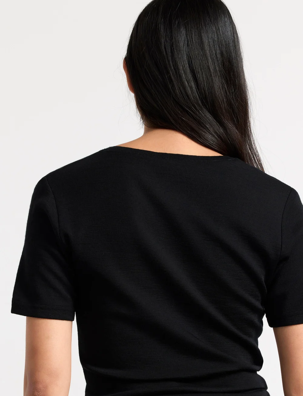 Lindex - Top merino wool SS - t-shirts - black - 3