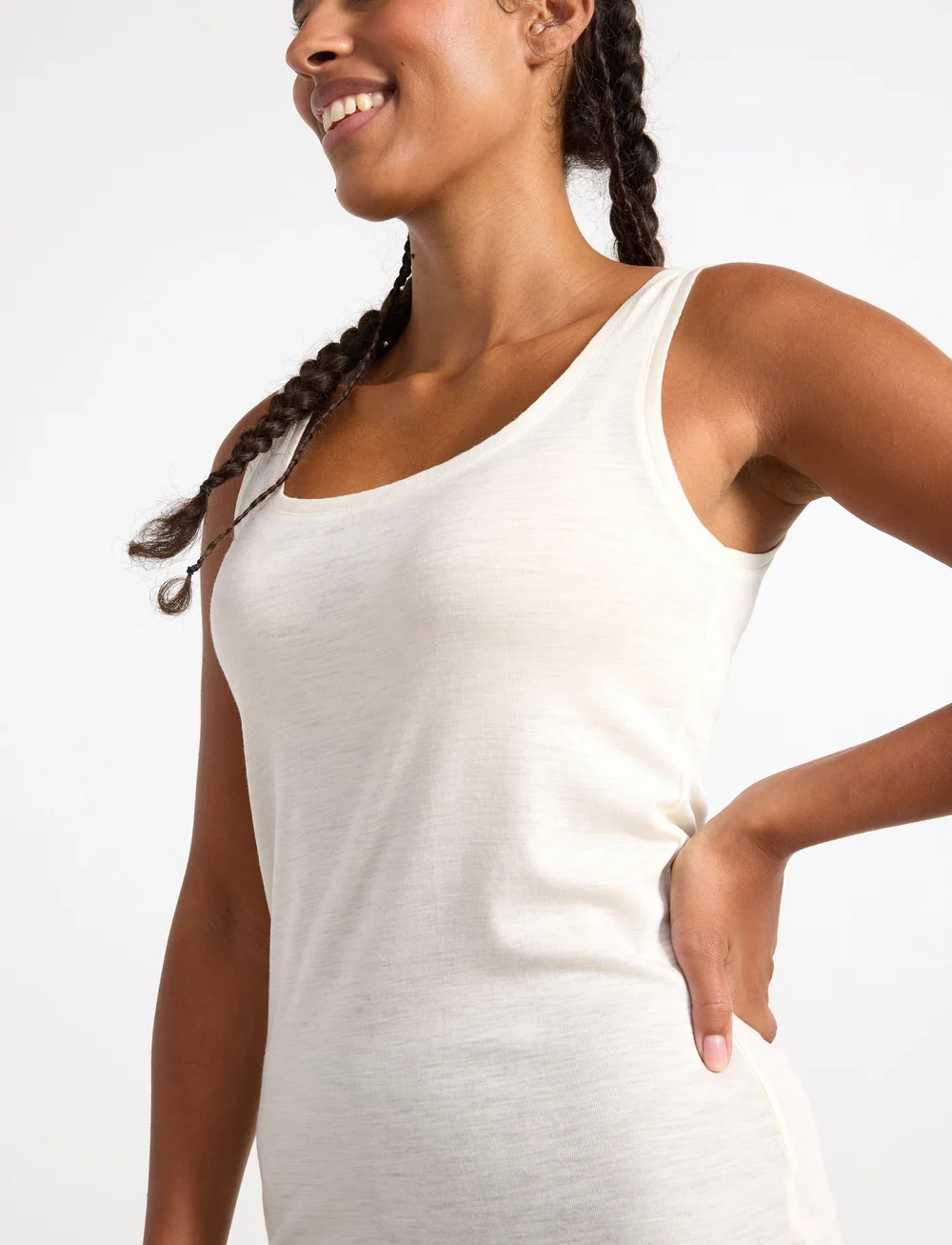 Lindex - Camisole merino wool - tanktops - light dusty white - 4