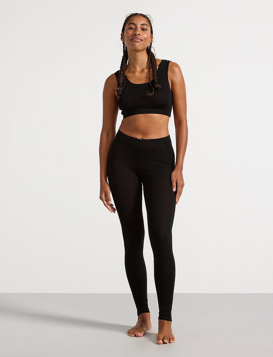 Lindex - Leggings in merino wool - leggings - black - 0