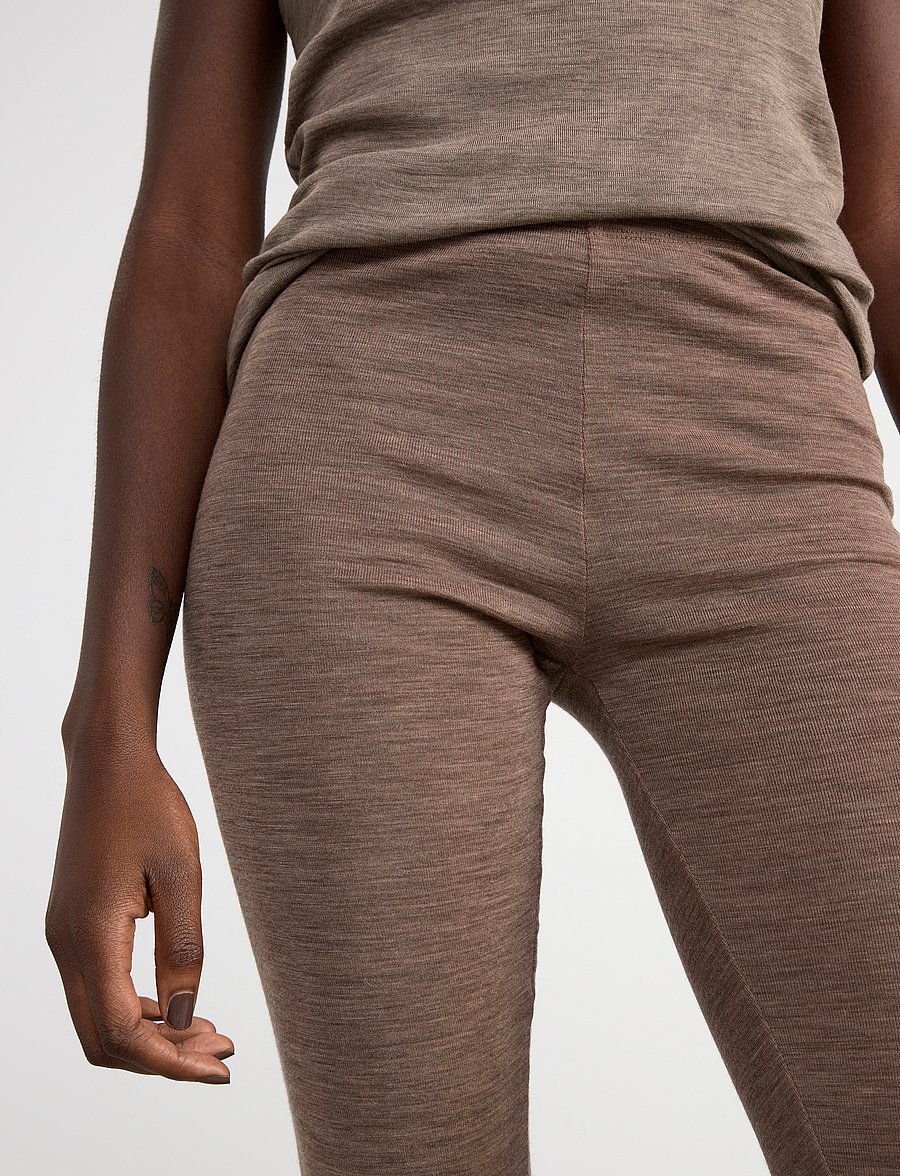 Lindex - Leggings in merino wool - leggings - brown melange - 5