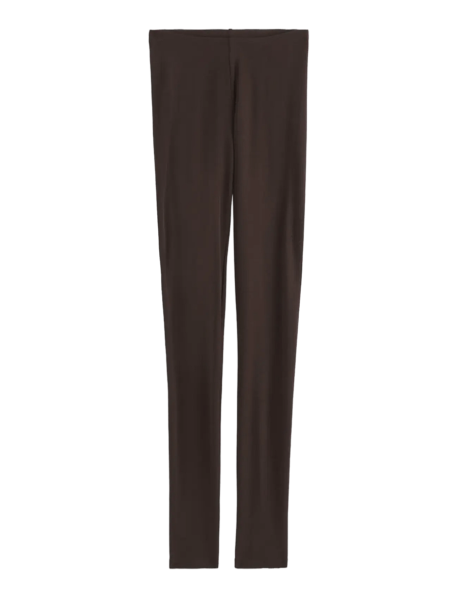 Lindex - Leggings in merino wool - leggings - dark brown - 0