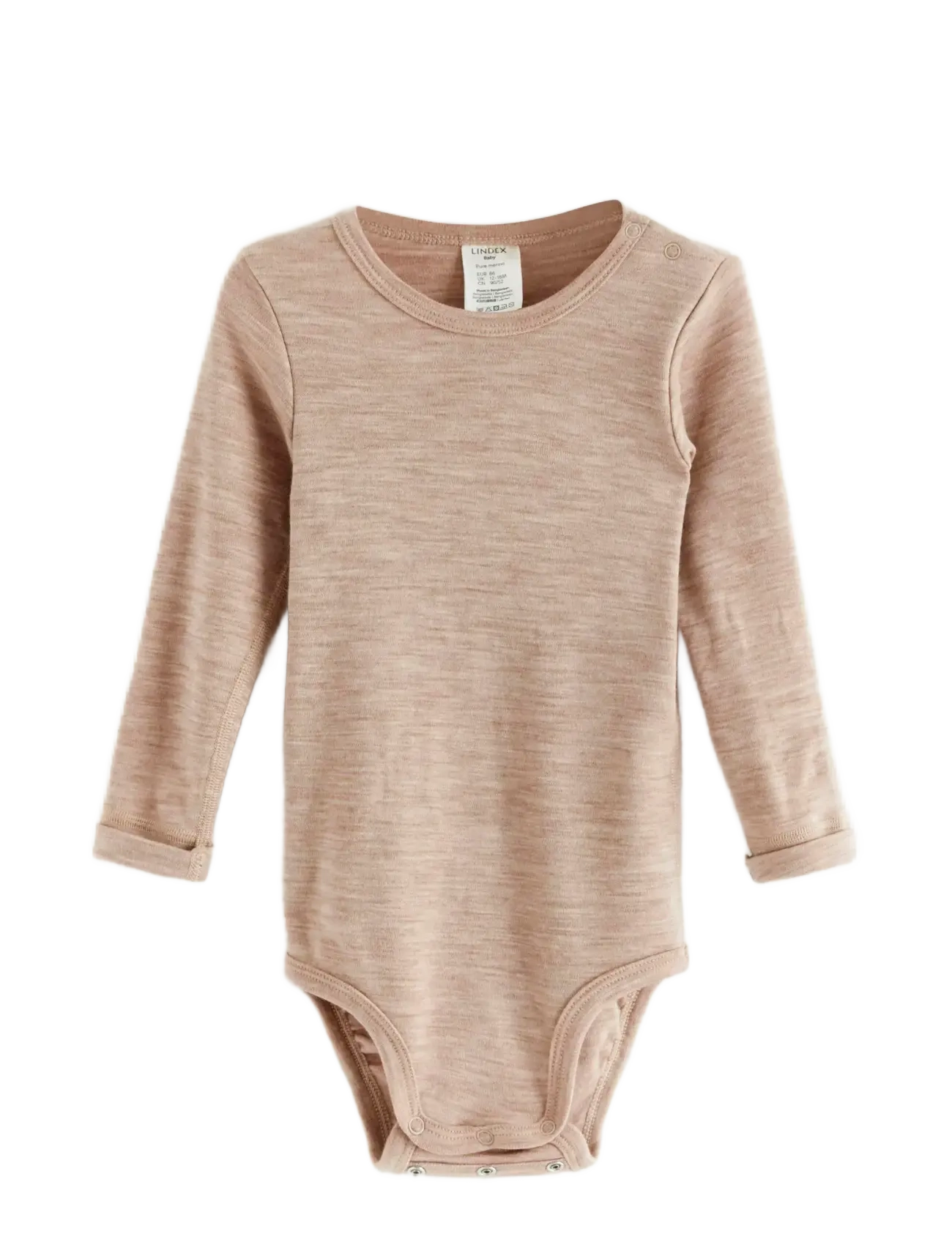 LINDEX Lange Ärmel Merino Wolle Bodysuit Pink - 56 - Kinder