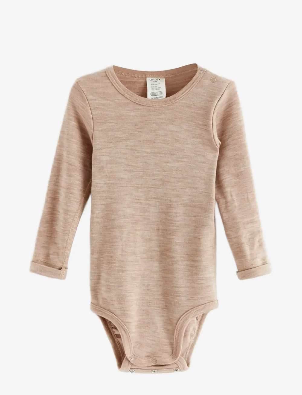 Lindex - Body merino solid - långärmade bodies - light beige melange - 0