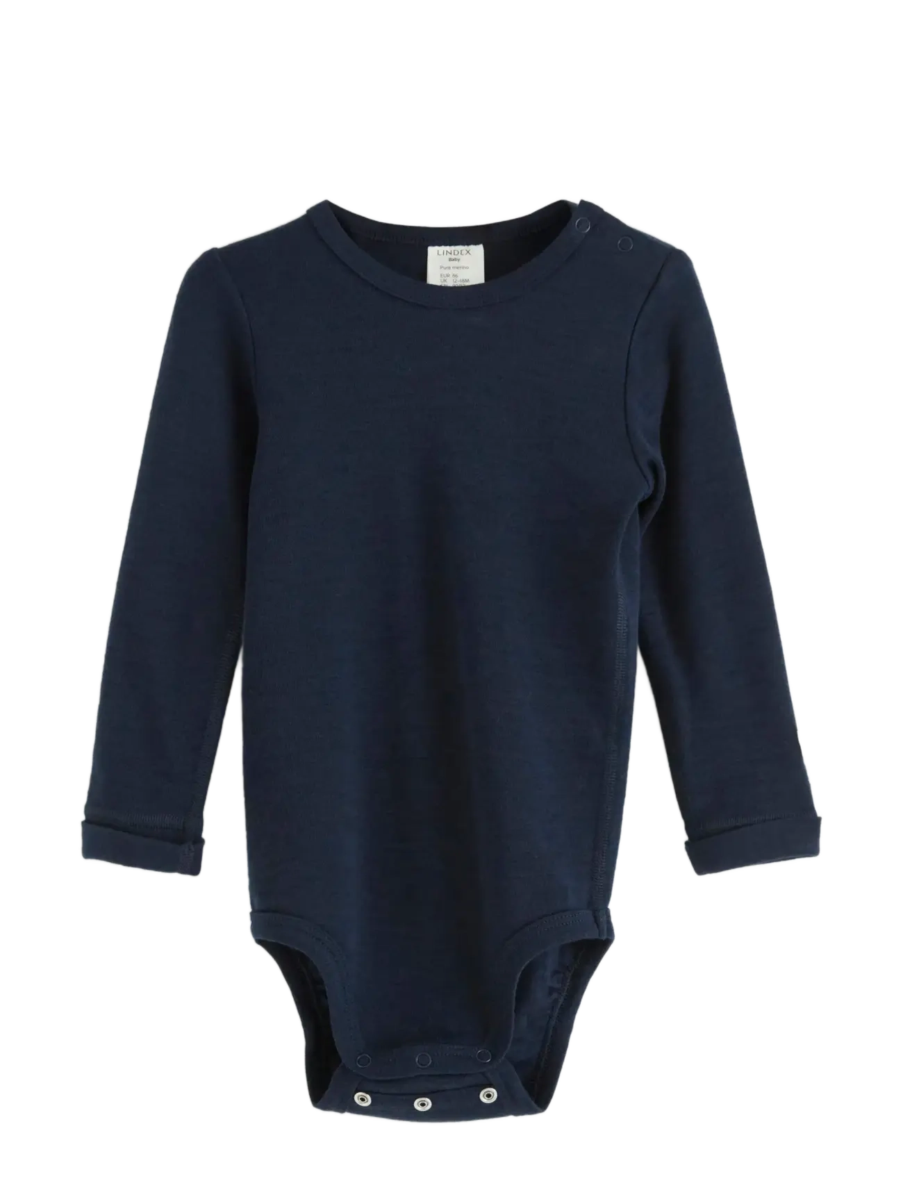 LINDEX Lange Ärmel Merino Wolle Bodysuit Navy - 56 - Kinder